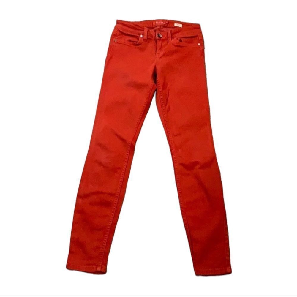 LEVEL 99 red denim four pocket pants Janice ultra skinny style size 26
